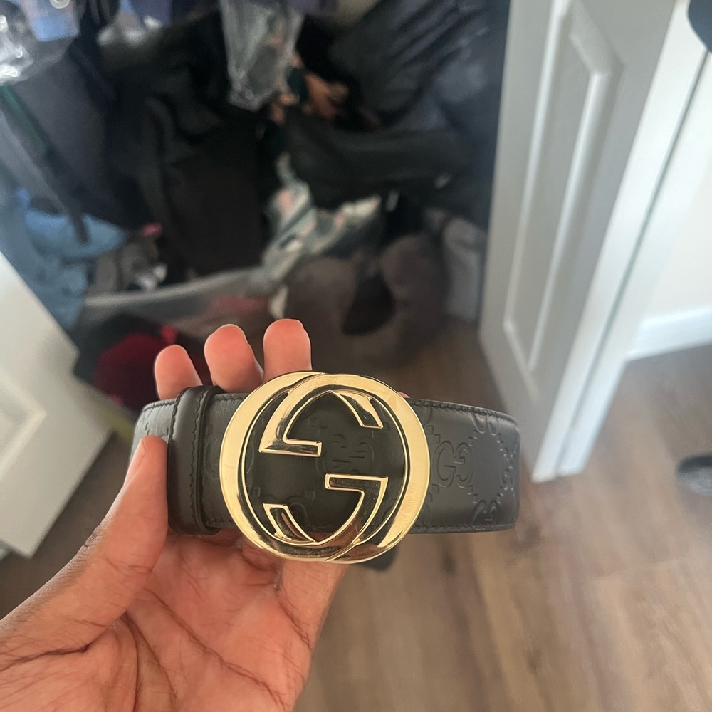 Gucci Black Belt with Gold Buckle